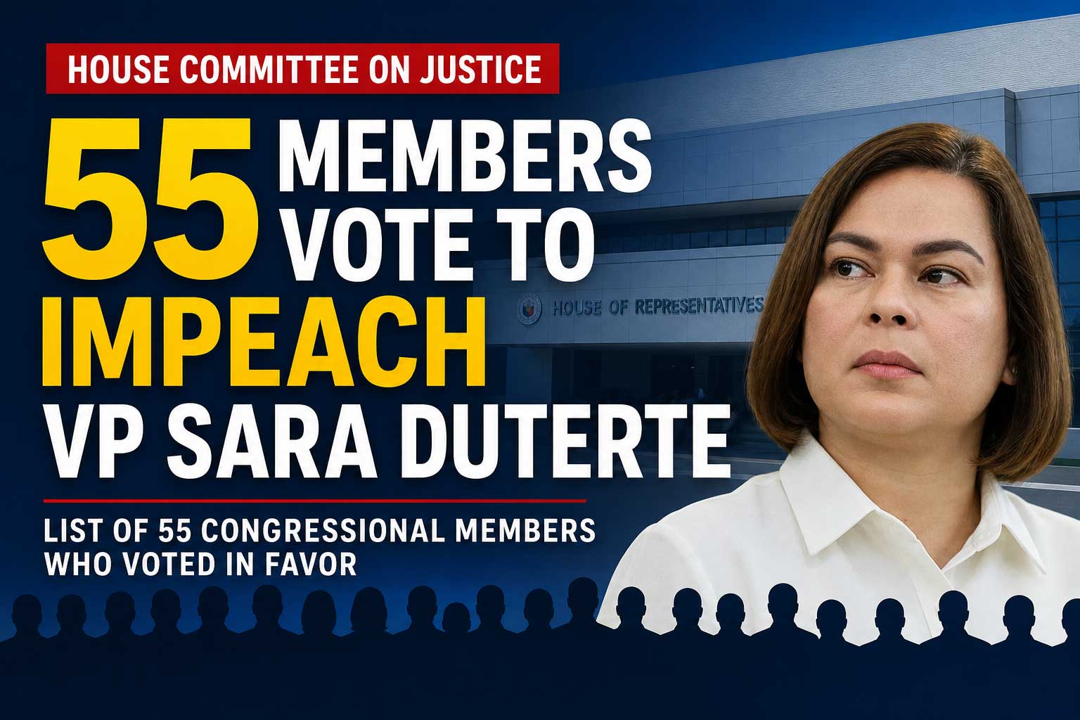 55 House Justice Committee Members Vote to Impeach VP Sara Duterte